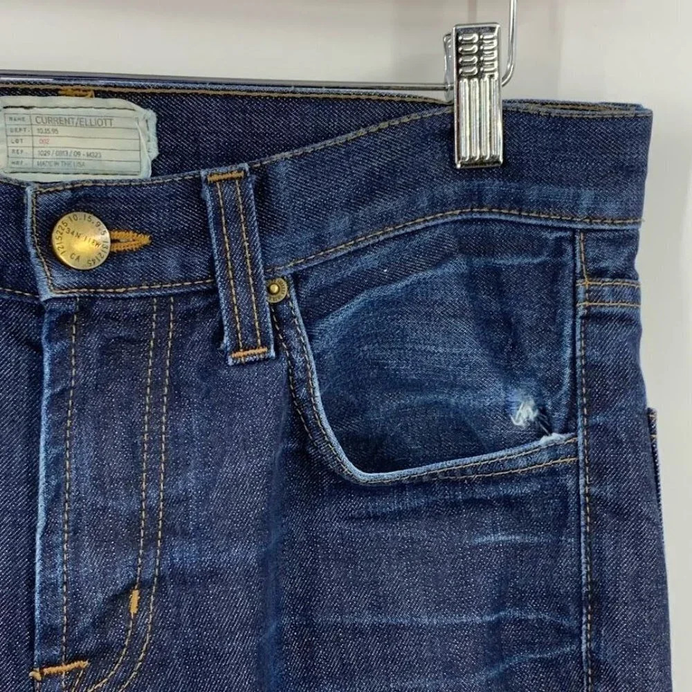 Current Elliott Men's The Slim Taper Distressed Mid Rise In Cove Jeans SZ 29x33 - Picture 4 of 14